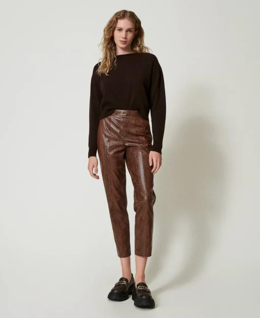 Pantalon Cigarette Effet Cuir Lézard
