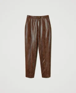 Pantalon Cigarette Effet Cuir Lézard