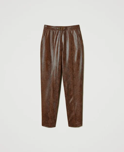 Pantalon Cigarette Effet Cuir Lézard