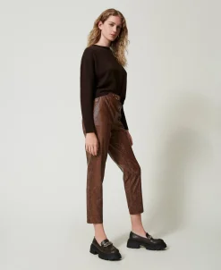 Pantalon Cigarette Effet Cuir Lézard