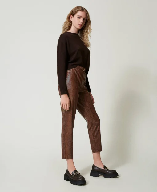 Pantalon Cigarette Effet Cuir Lézard