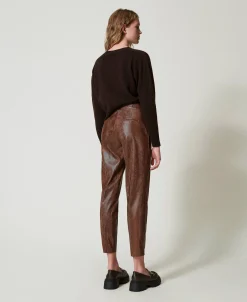 Pantalon Cigarette Effet Cuir Lézard