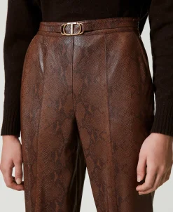 Pantalon Cigarette Effet Cuir Lézard