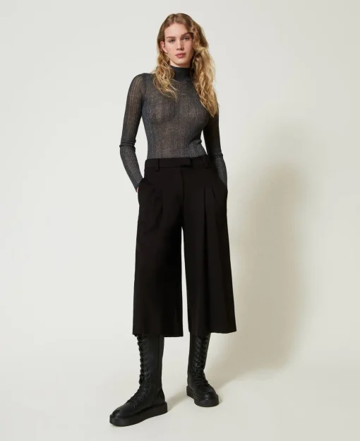 Pantalon Cropped Taille Haute