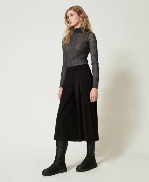 Pantalon Cropped Taille Haute