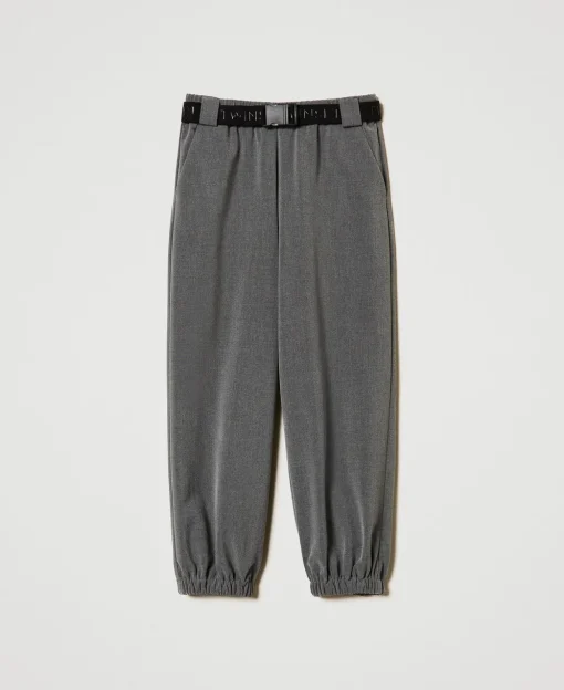 Pantalon De Jogging En Flanelle Avec Ceinture