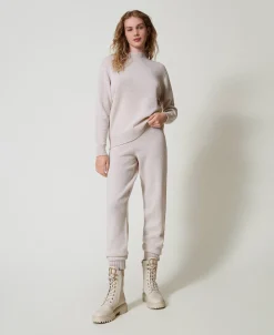 Pantalon De Jogging En Maille Mélangée De Laine Et Lurex