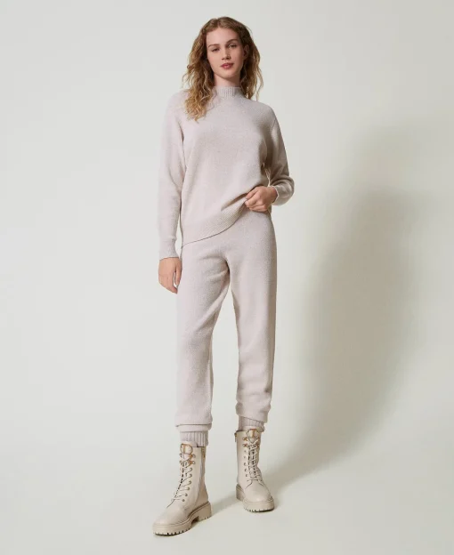 Pantalon De Jogging En Maille Mélangée De Laine Et Lurex