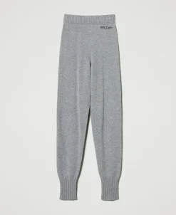 Pantalon De Jogging En Maille De Laine Mélangée Avec Logo Brodé