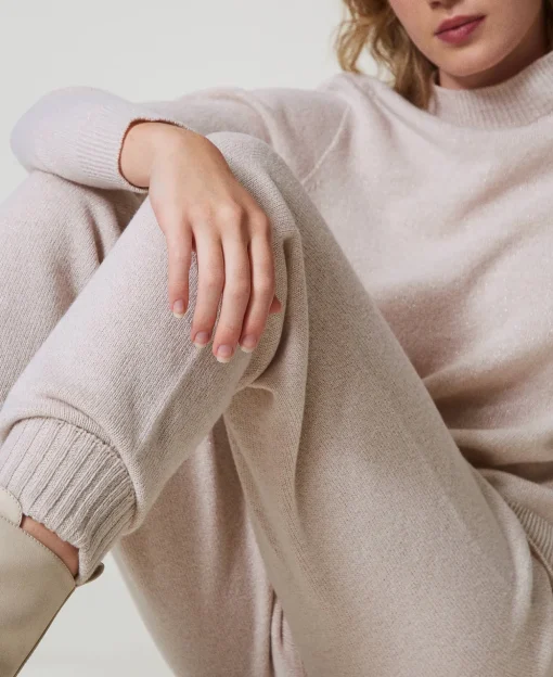 Pantalon De Jogging En Maille Mélangée De Laine Et Lurex