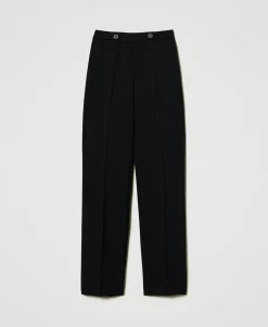 Pantalon Droit En Crêpe Cady