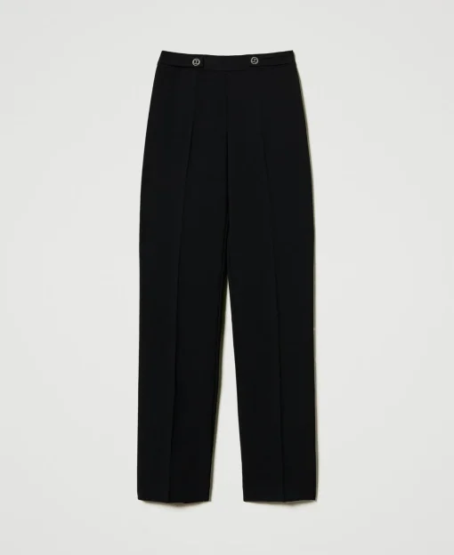 Pantalon Droit En Crêpe Cady