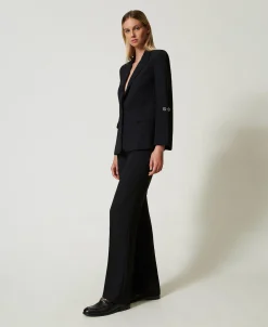 Pantalon Droit En Crêpe Cady