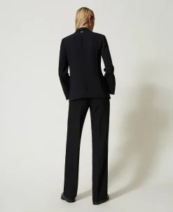 Pantalon Droit En Crêpe Cady