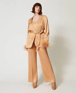Pantalon Droit En Satin