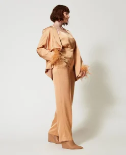 Pantalon Droit En Satin