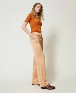 Pantalon Droit En Satin