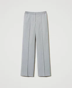 Pantalon En Laine Mélangée Avec Pli