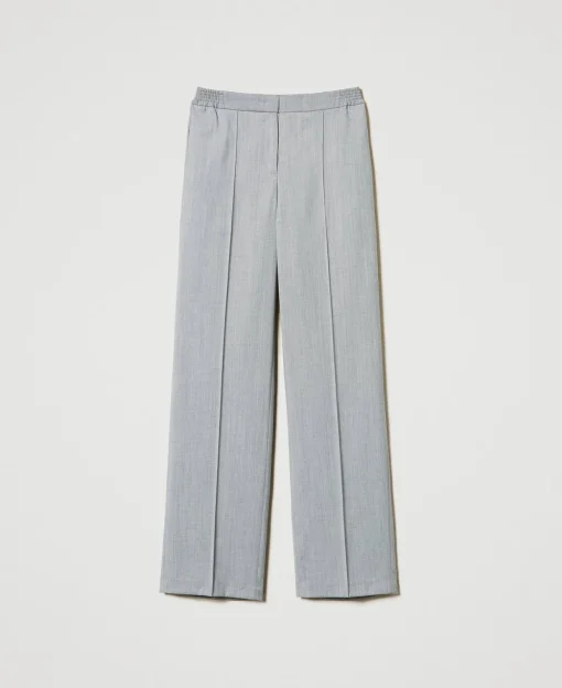Pantalon En Laine Mélangée Avec Pli