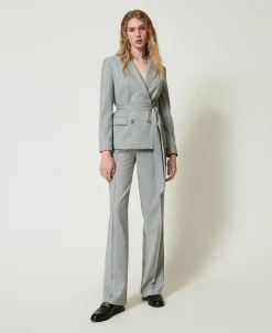 Pantalon En Laine Mélangée Avec Pli
