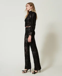 Pantalon En Maille Florale Au Crochet