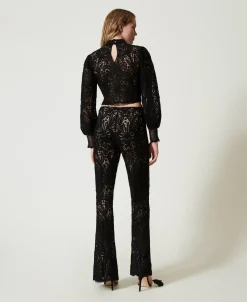 Pantalon En Maille Florale Au Crochet