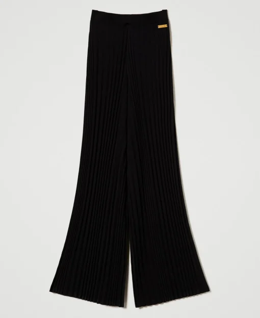 Pantalon En Maille Plissée
