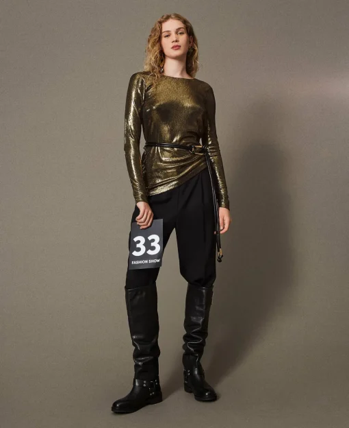 Pantalon En Sergé De Laine Mélangée