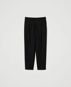 Pantalon En Sergé De Laine Mélangée
