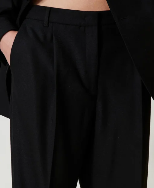 Pantalon En Sergé De Laine Mélangée