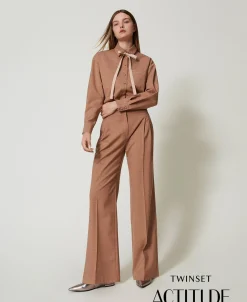 Pantalon Palazzo à Carreaux Avec Lurex