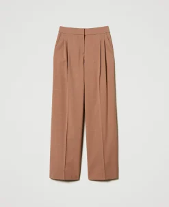 Pantalon Palazzo à Carreaux Avec Lurex