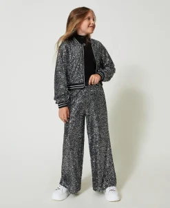 Pantalon Palazzo Avec Sequins All-over
