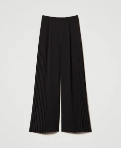 Pantalon Palazzo En Crêpe Georgette Plissé