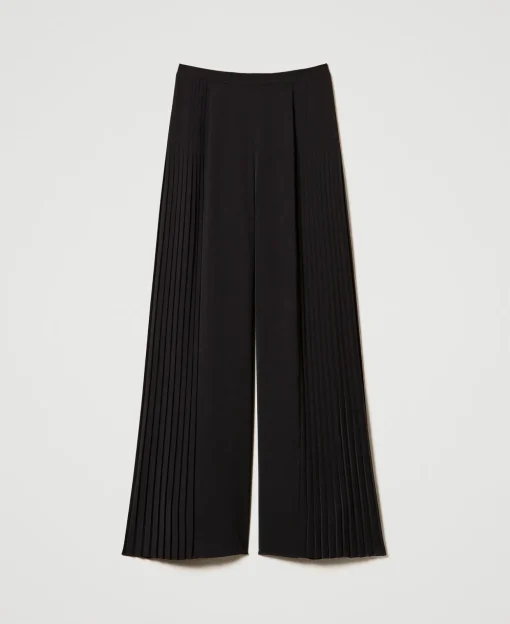 Pantalon Palazzo En Crêpe Georgette Plissé