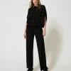 Pantalon Palazzo En Laine Mélangée
