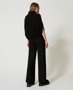 Pantalon Palazzo En Laine Mélangée