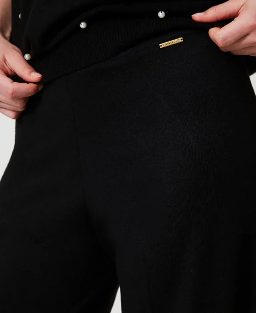 Pantalon Palazzo En Laine Mélangée
