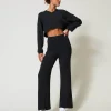 Pantalon Palazzo En Maille De Laine Mélangée
