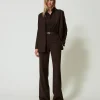 Pantalon Taille Haute En Laine Stretch