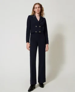 Pantalon Taille Haute En Crêpe Cady