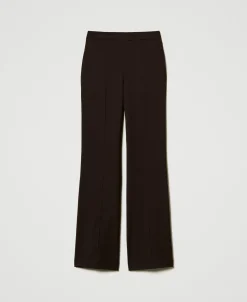 Pantalon Taille Haute En Laine Stretch