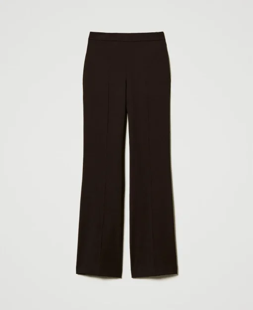 Pantalon Taille Haute En Laine Stretch