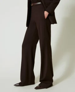 Pantalon Taille Haute En Laine Stretch