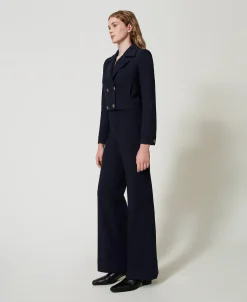 Pantalon Taille Haute En Crêpe Cady
