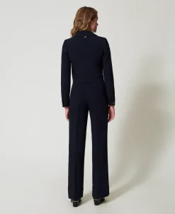 Pantalon Taille Haute En Crêpe Cady