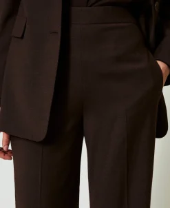 Pantalon Taille Haute En Laine Stretch