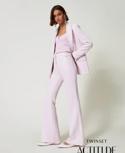 Pantalon évasé Avec Crêpe Cady