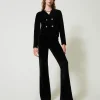 Pantalon évasé En Maille Avec Boutons Oval T