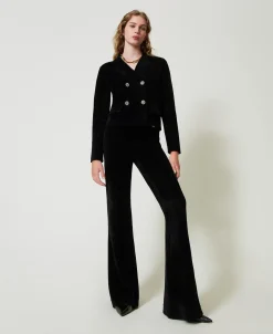 Pantalon évasé En Maille Avec Boutons Oval T